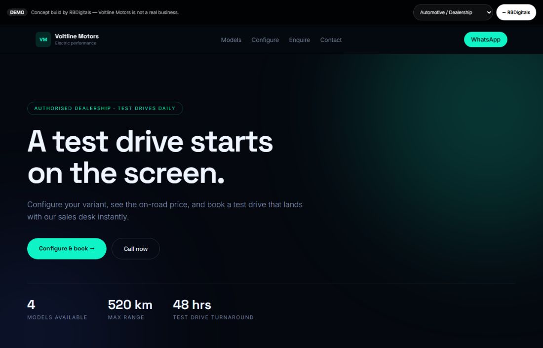 Voltline Motors website preview
