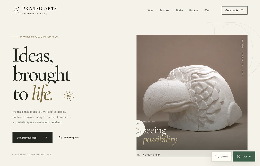 Prasad Arts Studio website preview